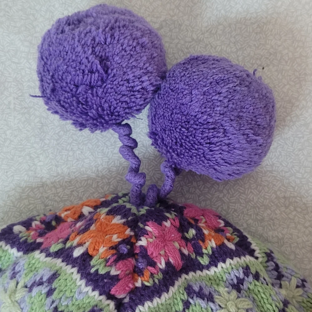 Children's Place Winter Beanie Knit Hat With Ear Flaps, 18-24 Months Pom pom